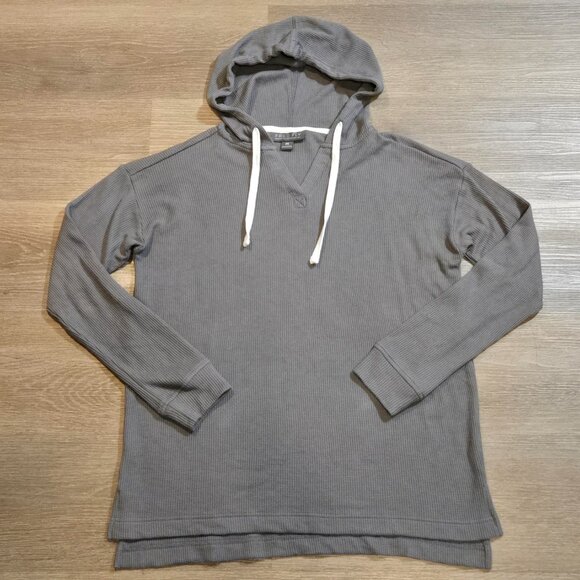 Free Fly Bamboo Waffle Hoodie Womens Size Medium V-Neck Gray Lightweight - Picture 2 of 6